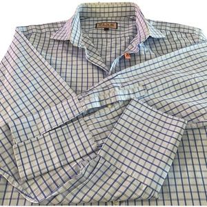 Thomas Pink Poplin Check Button Down Shirt- Size 16 1/2- 35